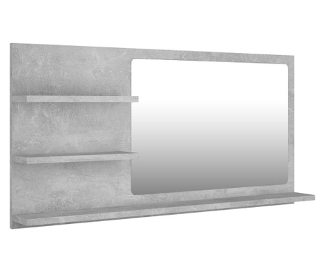 Огледало за баня, бетонно сиво, 90x10,5x45 см, ПДЧ