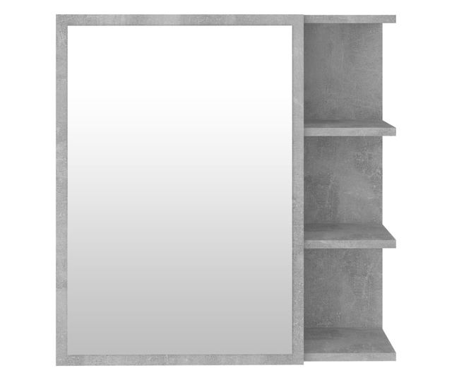 Шкаф за баня с огледало, бетонно сив, 62,5x20,5x64 см, ПДЧ