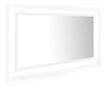 Oglindă de baie cu LED, alb, 90x8,5x37 cm, PAL