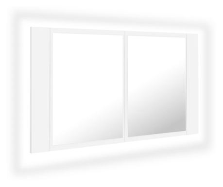 LED kopalniška omarica z ogledalom bela 80x12x45 cm akril 