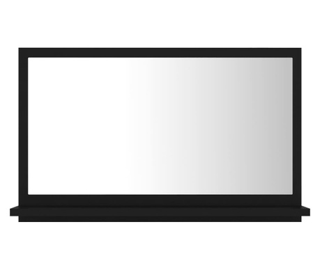fekete forgácslap fürdőszobai tükör 60 x 10,5 x 37 cm