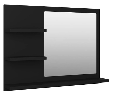 fekete forgácslap fürdőszobai tükör 60 x 10,5 x 45 cm