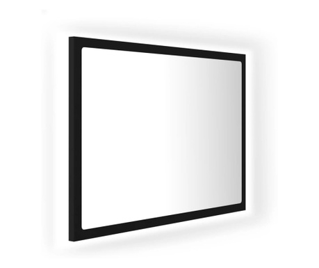 fekete LED-es forgácslap fürdőszobai tükör 60 x 8,5 x 37 cm