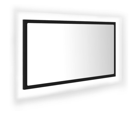 Oglindă de baie cu LED, negru, 80x8,5x37 cm, PAL