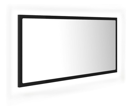Oglindă de baie cu LED, negru, 90x8,5x37 cm, PAL