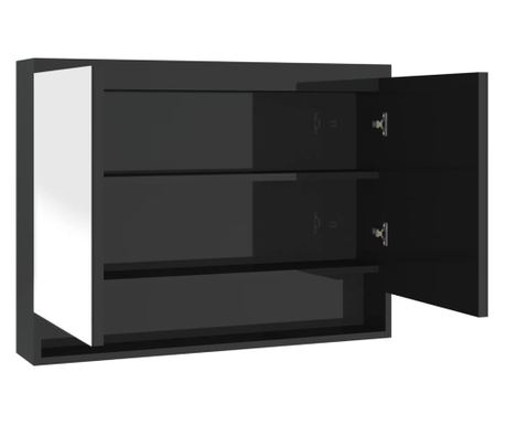 Kopalniška omarica z ogledalom 80x15x60 cm MDF sijoče črna 