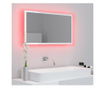 Oglindă de baie cu LED, alb extralucios, 80x8,5x37 cm