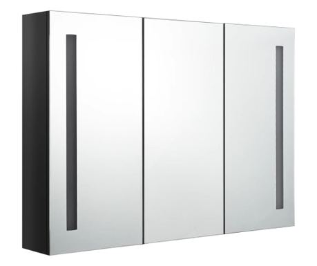 LED kopalniška omarica z ogledalom 89x14x62 cm sijoče črna 
