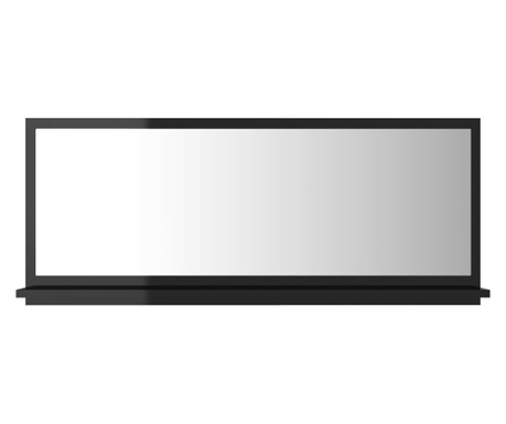 magasfényű fekete forgácslap fürdőszobai tükör 90x10,5x37 cm