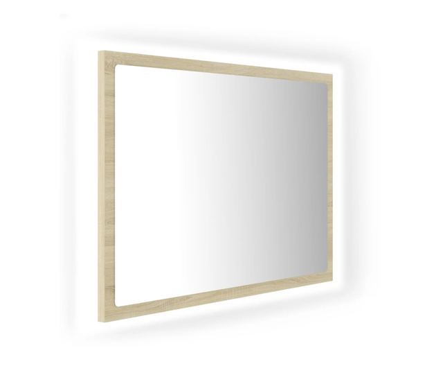 Oglindă de baie LED, stejar sonoma, 60x8,5x37cm, lemn prelucrat