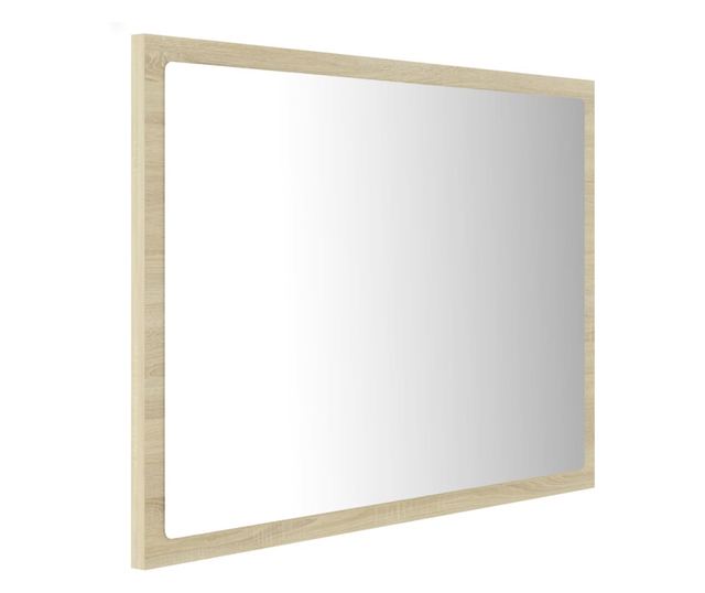 Oglindă de baie LED, stejar sonoma, 60x8,5x37cm, lemn prelucrat