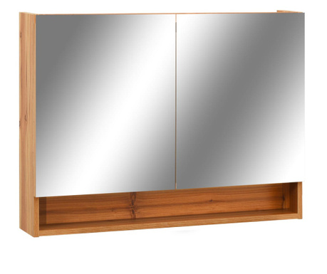 LED шкаф с огледало за баня, дъб, 80x15x60 см, МДФ
