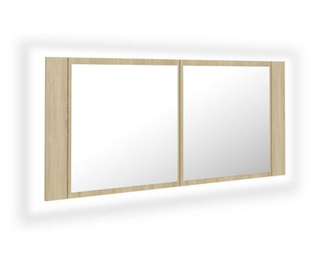 LED kopalniška omarica z ogledalom sonoma hrast 100x12x45 akril 