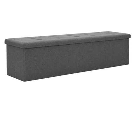 Skládací úložná lavice umělý len 150 x 38 x 38 cm tmavě šedá