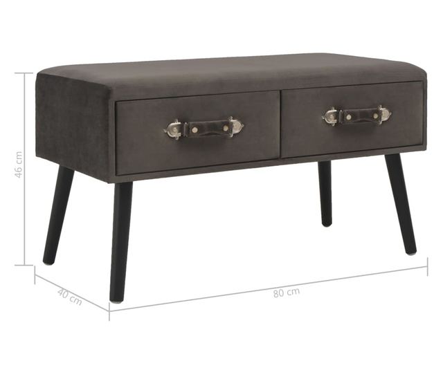 Stolić za kavu, siva, 80 x 40 x 46 cm, baršun