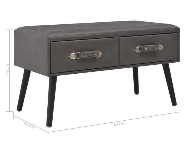 Stolić za kavu, siva, 80 x 40 x 46 cm, eko koža