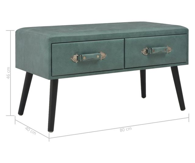 Stolić za kavu, morsko zelena, 80 x 40 x 46 cm, eko koža