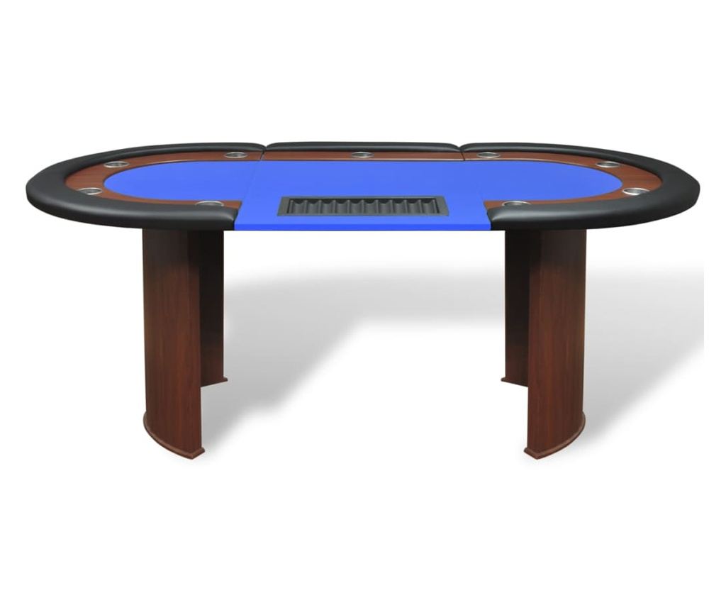 Miza Poker za 10 oseb, območje delivca in podpora žetonov, modra - 2