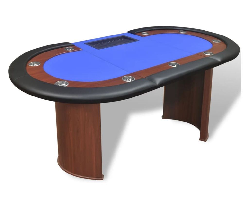 Miza Poker za 10 oseb, območje delivca in podpora žetonov, modra - 4