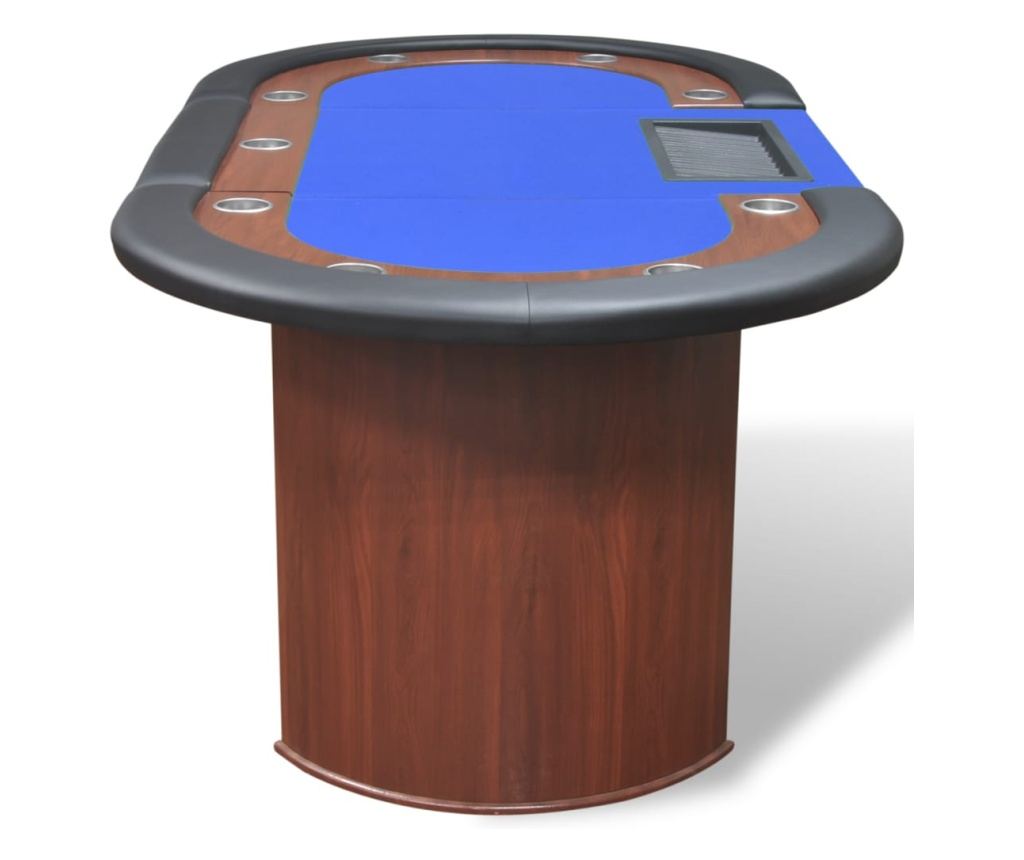Miza Poker za 10 oseb, območje delivca in podpora žetonov, modra - 5