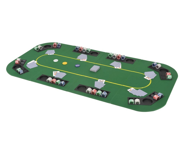 Сгъваем покер плот за маса за 8 играчи, правоъгълен, зелен