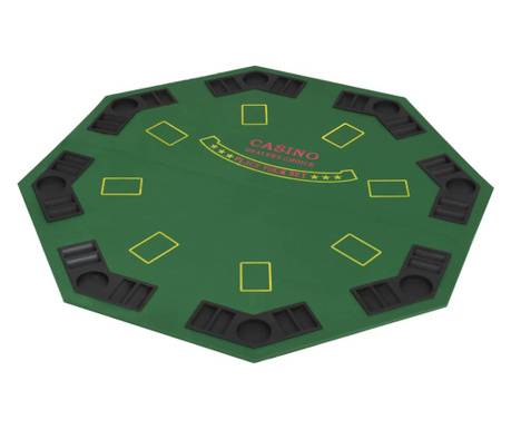 Masă poker pliabilă în două părți, 8 jucători, octogonal Verde