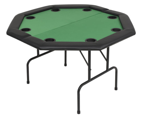 Сгъваема покер маса за 8 играчи, осмоъгълна, зелена