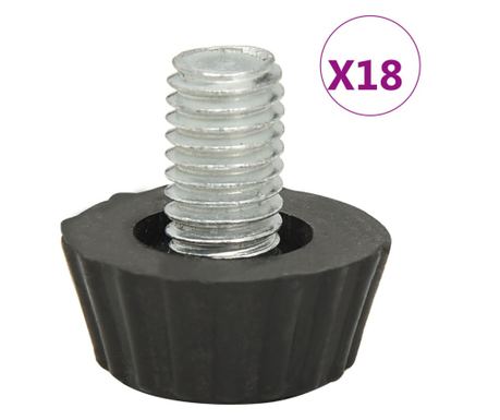 315594 Adjustable Furniture Feet M8 18 pcs Black 
