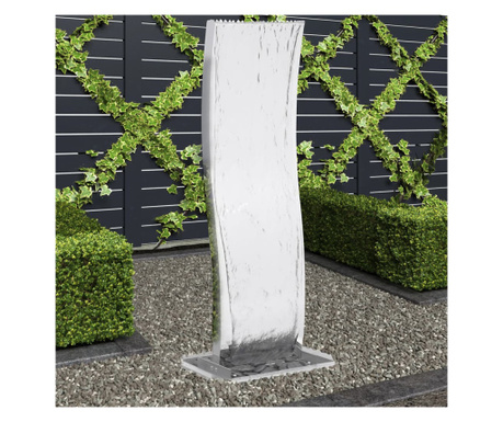 Fântână de grădină cu pompă, 108 cm, oțel inoxidabil, curbat
