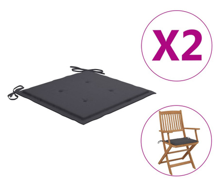 Възглавници за градински столове 2 бр антрацит 40x40x4 см плат
