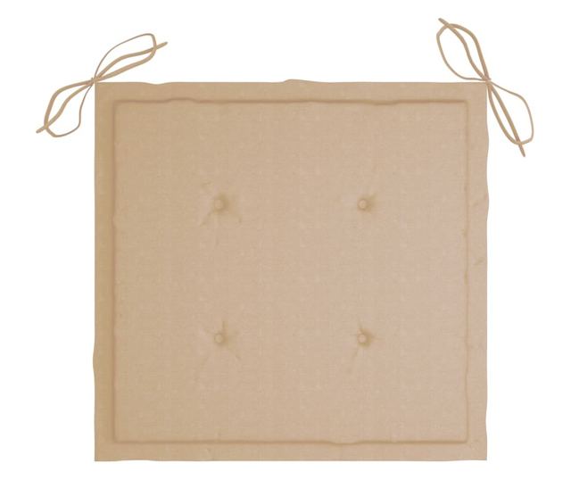 Градински столове с бежови възглавници, 2 бр., Масивно дърво тик