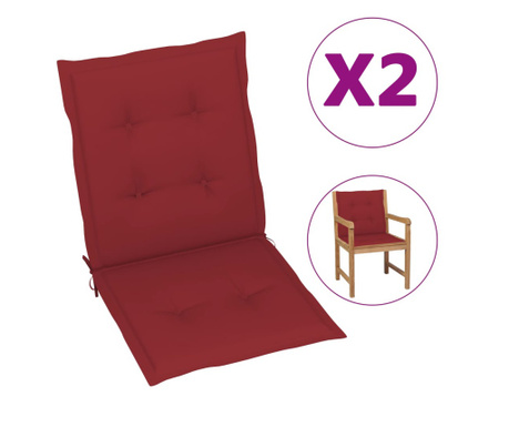 Възглавници за градински столове 2 бр виненочервени 100x50x4 см
