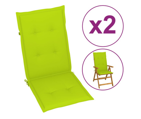 Възглавници за градински столове 2 бр светлозелени 120x50x4 см