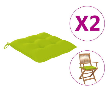 Възглавници за столове 2 бр светлозелени 40x40x7 см плат