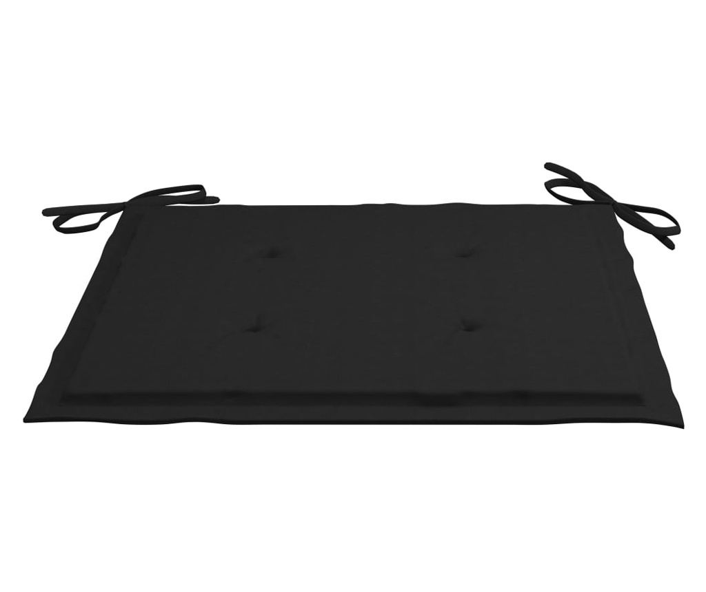 Градински столове с черни възглавници, 2 бр., масивно дърво тик - 10