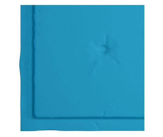 Градински столове със сини възглавници, 3 бр., масивно тиково дърво