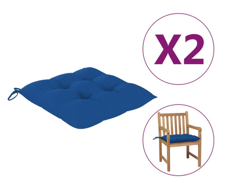 Възглавници за градински столове 2 бр сини 50x50x7 см плат