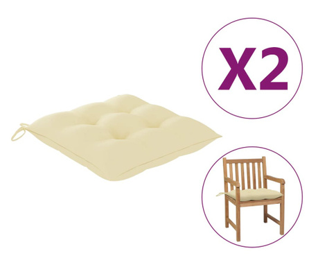 Jastuci za stolice 2 kom krem bijeli 50 x 50 x 7 cm od tkanine