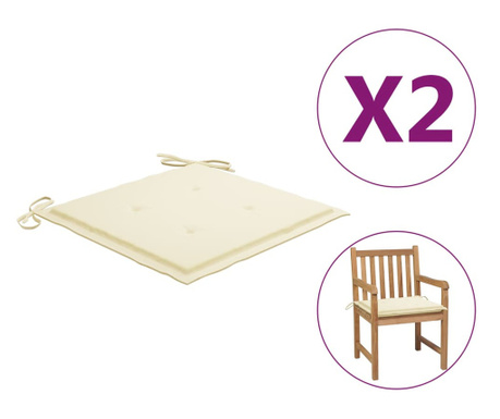Възглавници за градински столове, 2 бр, кремави, 50x50x4 см
