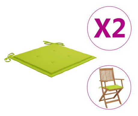 Възглавници за градински столове 2 бр яркозелени 40x40x4 см