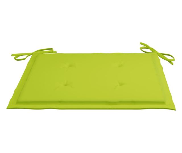 Градински столове със светлозелени възглавници, 6 бр., Масивно тиково дърво