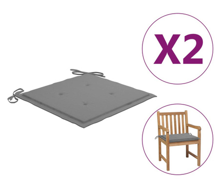 Възглавници за градински столове, 2 бр, сиви, 50x50x4 см