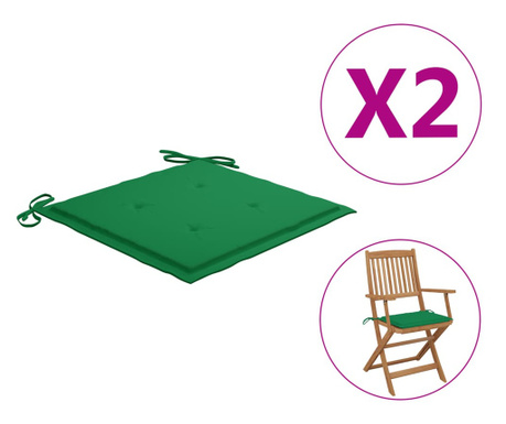 Възглавници за градински столове 2 бр зелени 40x40x4 см