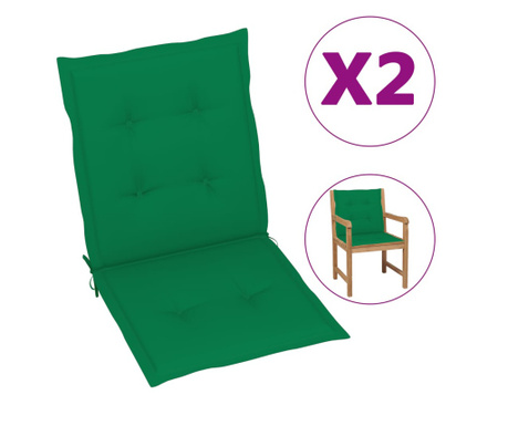Възглавници за градински столове, 2 бр, зелени, 100x50x4 см