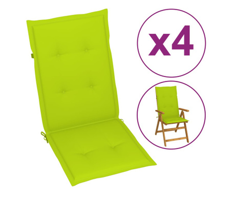 Възглавници за градински столове 4 бр светлозелени 120x50x4 см