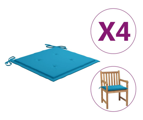 Възглавници за градински столове 4 бр сини 50x50x4 см плат