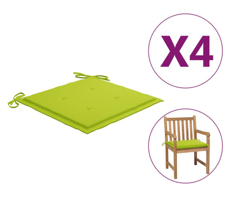 Jastuci za vrtne stolice 4 kom jarko zeleni 50x50x3 cm tkanina