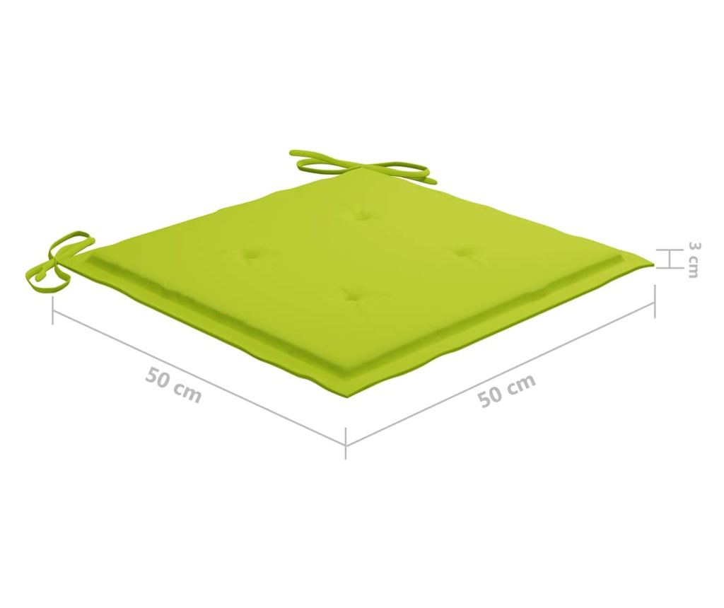 Градински столове с светлозелени възглавници 2 бр. масивно тиково дърво - 10
