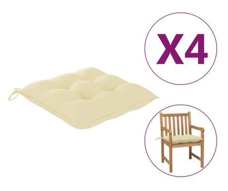 Jastuci za stolice 4 kom krem bijeli 50 x 50 x 7 cm od tkanine