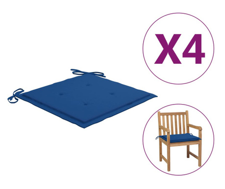 Perne scaun grădină, 4 buc., albastru regal, 50x50x4 cm, textil